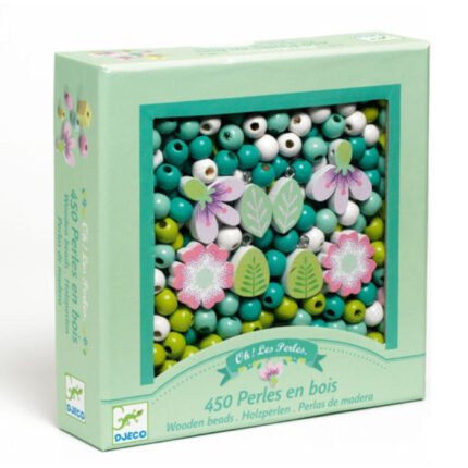 PERLAS DE MADERA HOJAS Y FLORES