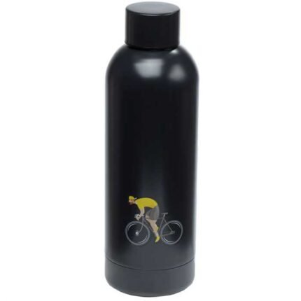 BOTELLA TÉRMICA DE ACERO INOXIDABLE CICLISMO NEGRA