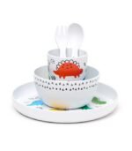 SET DE PLATOS Y CUBIERTOS INFANTIL  DINOSAURIO