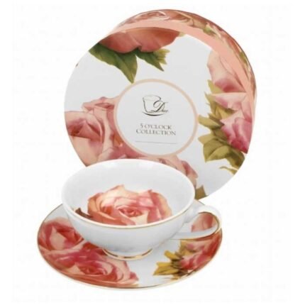 TAZA CON PIE Y PLATILLO BONITA GOLD 220 ML